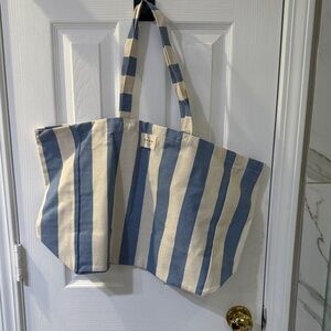 Sezane Blue and Cream Striped Tote